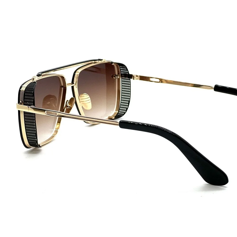 Square Aviator Sunglasses Gold Frame Brown Gradient Lens Fashion‎ Shades Classy